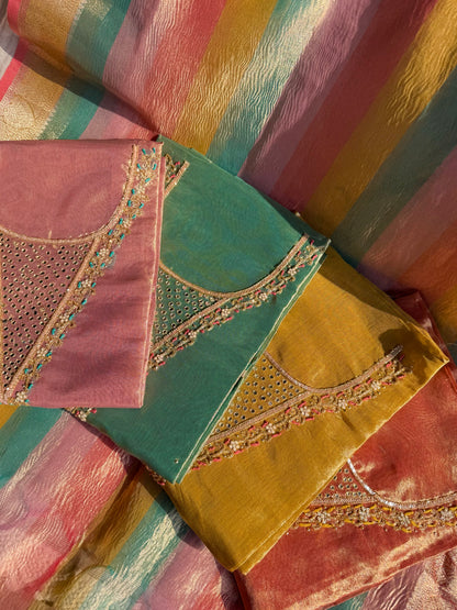 Tissue silk multi color suit