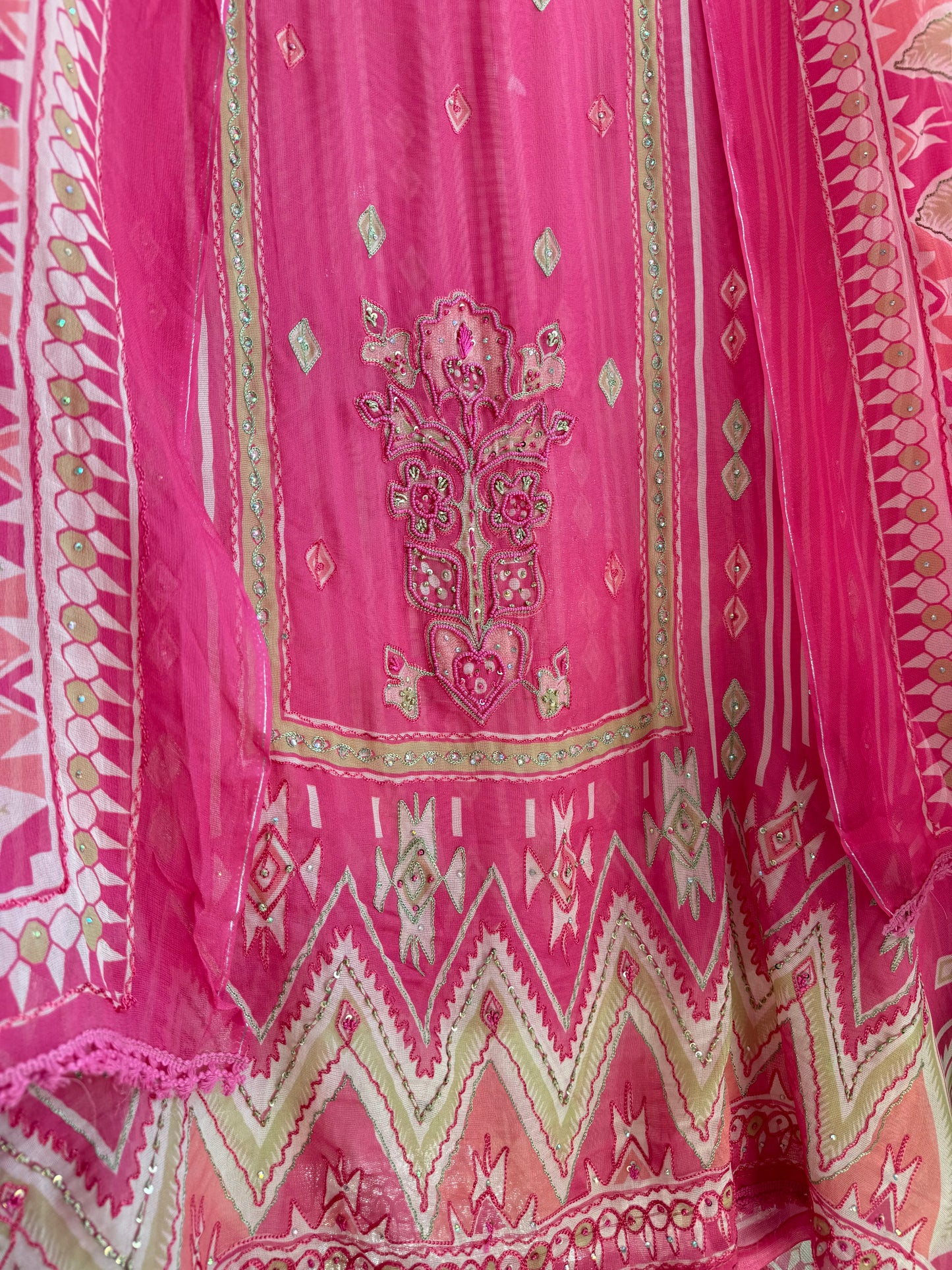 Premium Burberry silk ikkat handwork suit