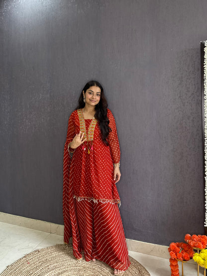 Handwork Bandhani Sharara suit
