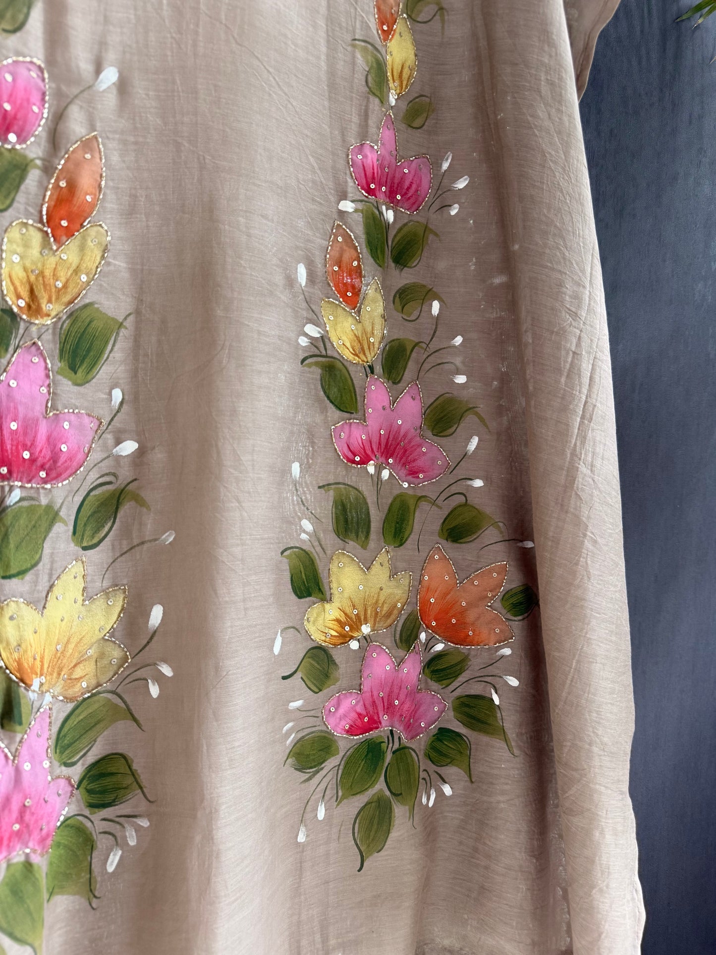 Premium chanderi handpainted suit