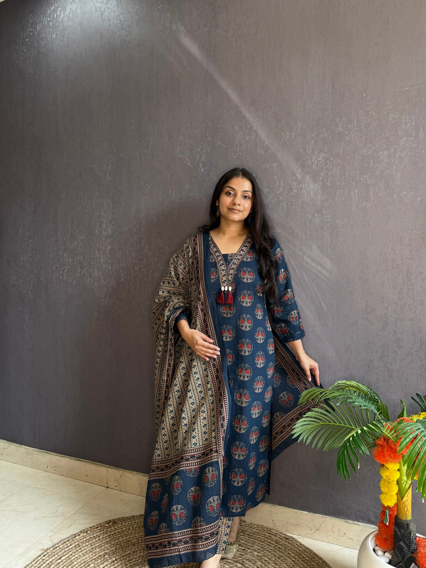 Pure cotton ajrakh print suit set