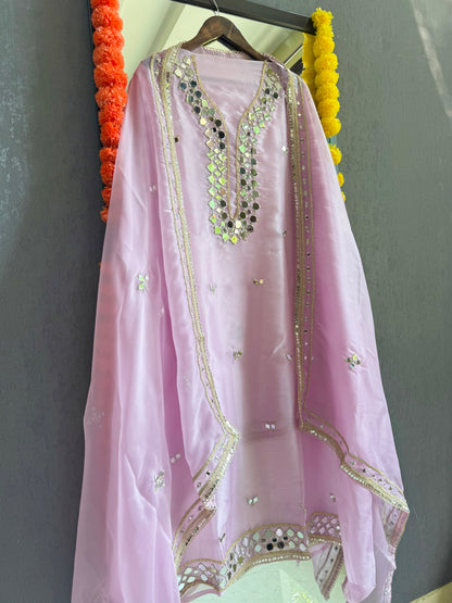 Premium Mirror work organza suit