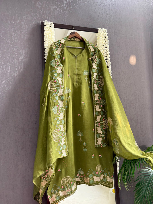 Luxurious Mul chanderi pichwai suit