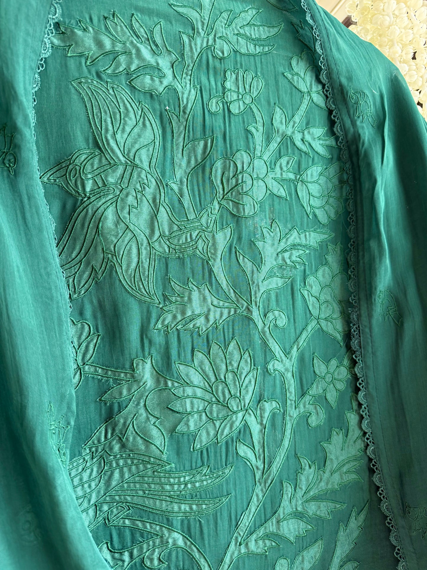 Luxurious organza appliqué work birds suit