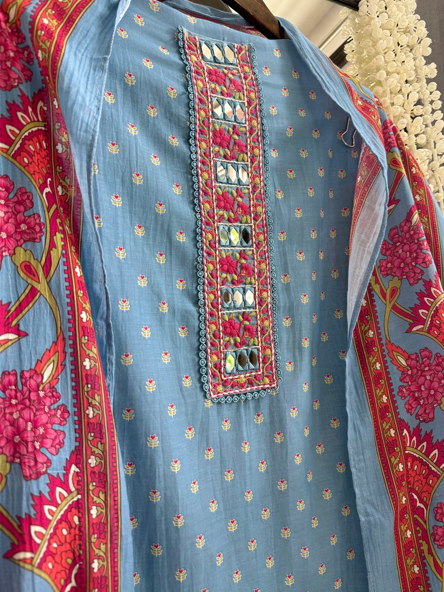 Mulmul cotton bougainvillea suit