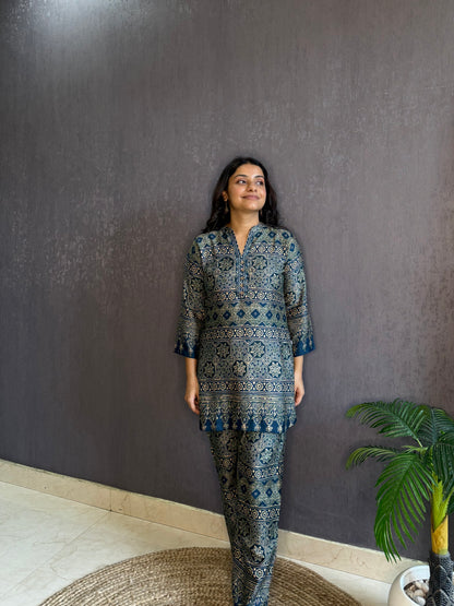 Modal cotton Ajrakh Coord set