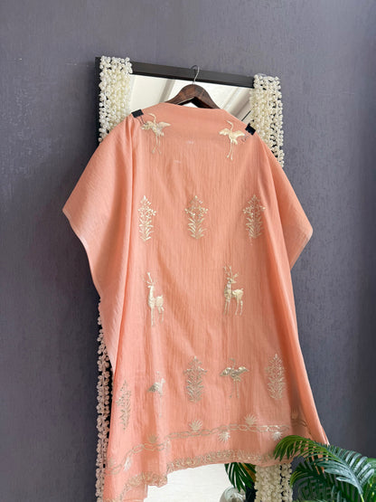 Luxurious Mul chanderi appliqué work suit