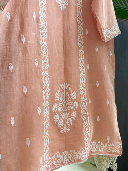 Luxurious Mul chanderi appliqué work suit