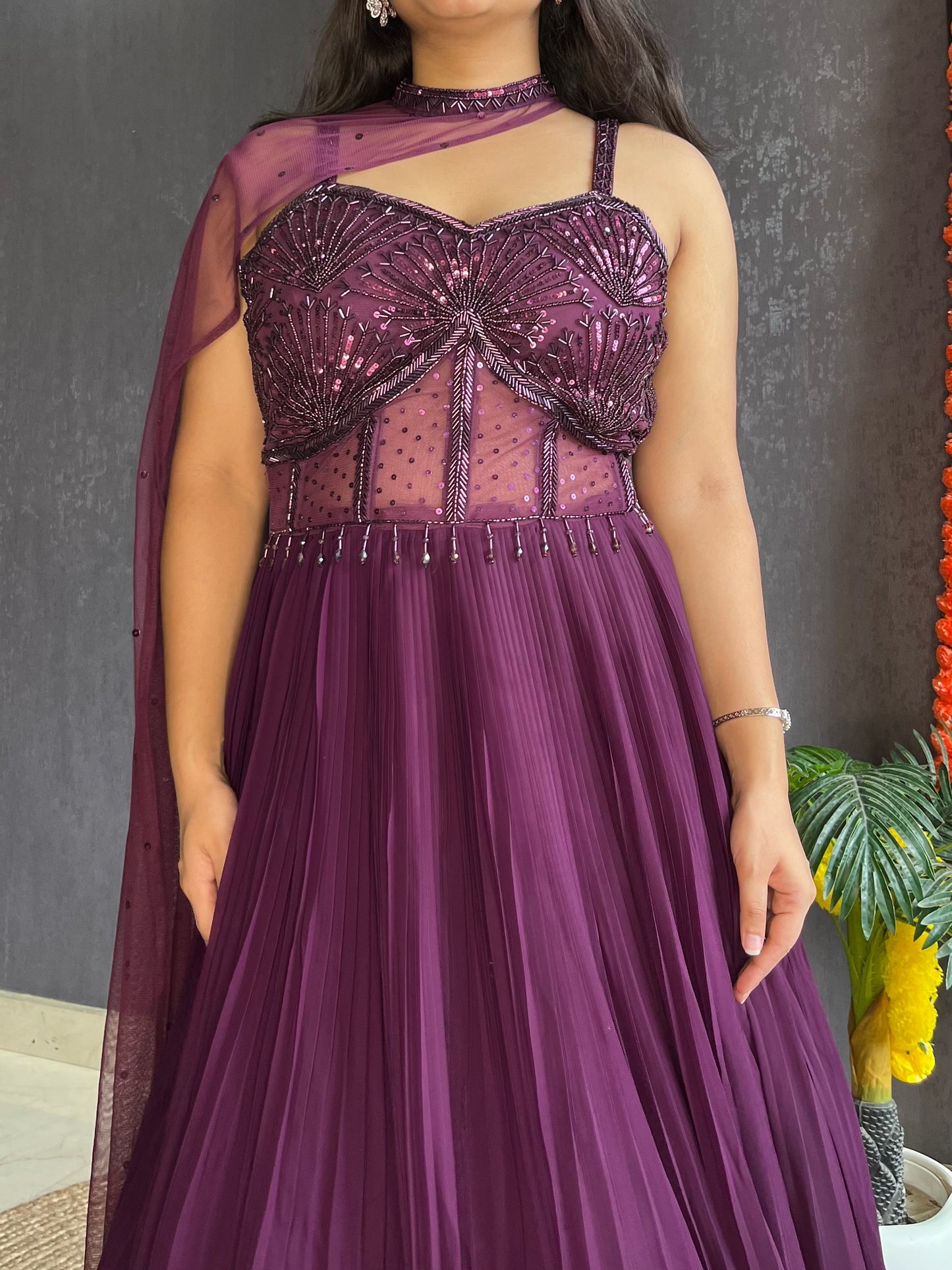 Anarkali Cape gown