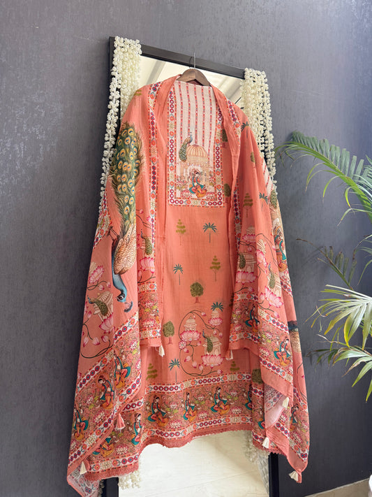 Mulmul cotton divine handwork suit