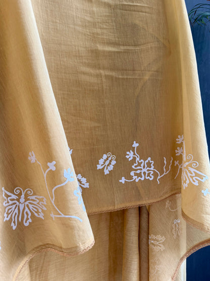 Luxurious Mul chanderi appliqué butterfly suit