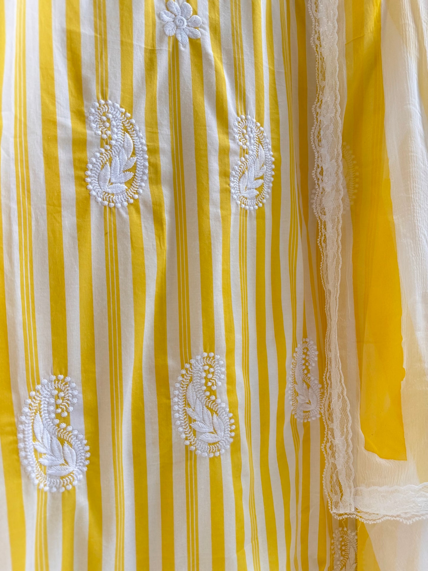 Striped cotton Lucknowi suit