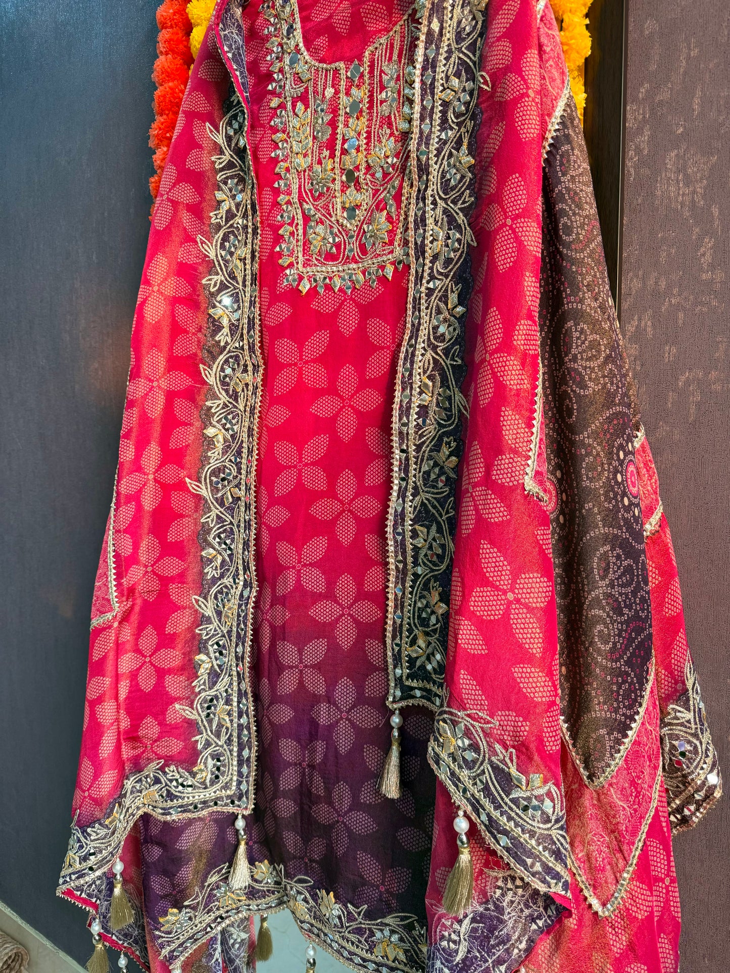 Luxurious Bhandej ombré gotapatti suits