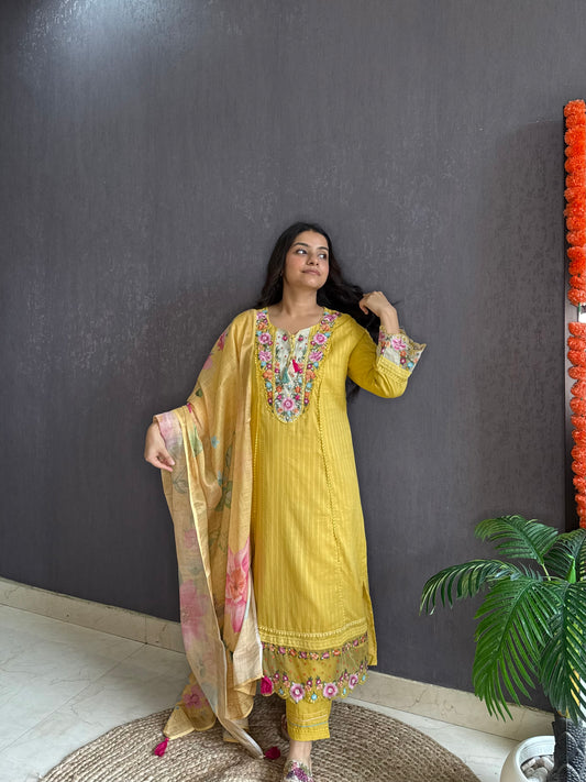 Aline cotton Handwork suit