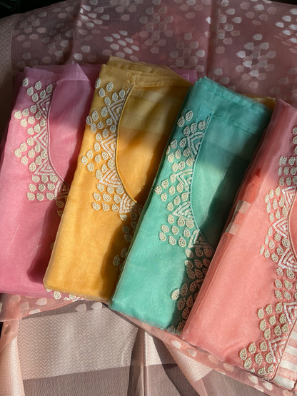 Pearlwork jamdani organza suit