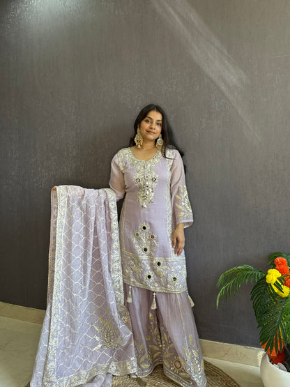 Luxurious mul cotton gotapatti sharara set