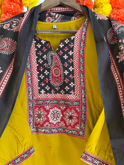 Pure cotton ajrakh print suit set