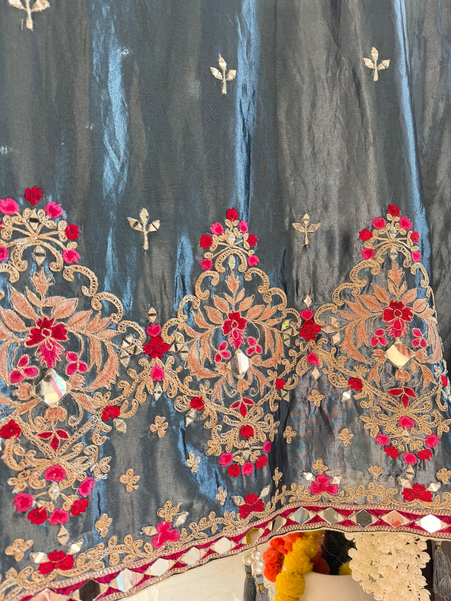 Luxurious mettalic Mirrorwork suit