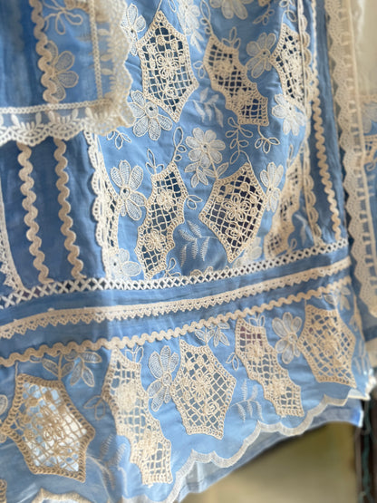 Luxurious Mul chanderi crochet handwork suit