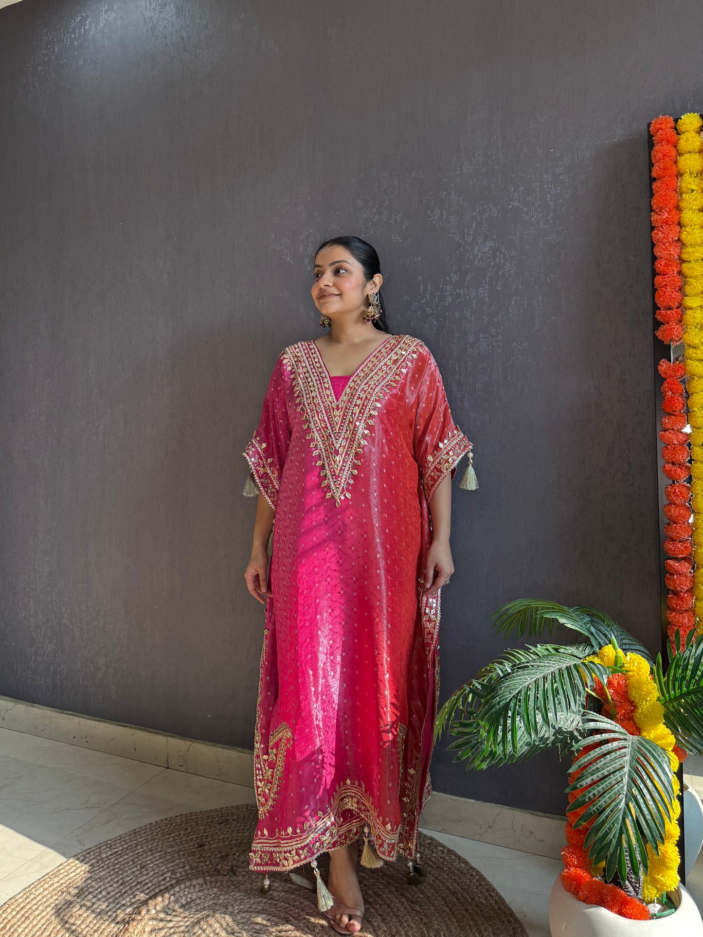 Luxurious ombré kaftan gotapatti set