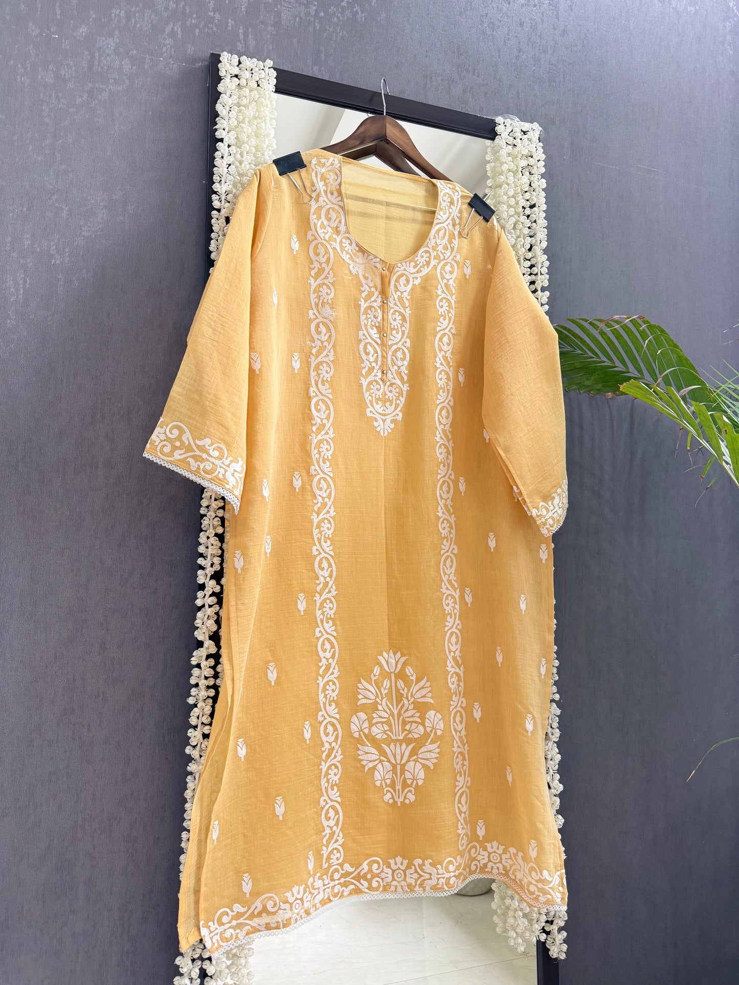 Luxurious Mul chanderi appliqué work suit
