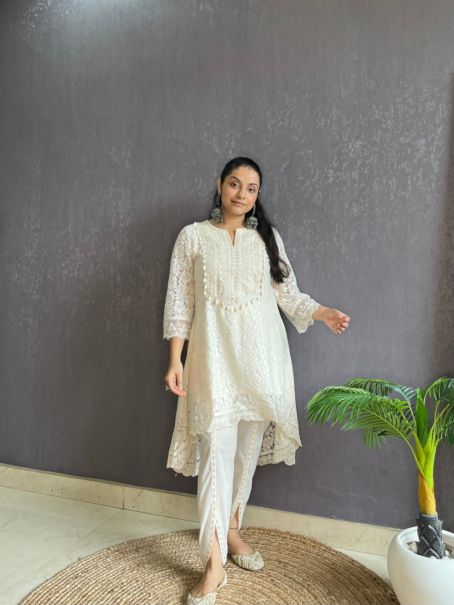 Pure cotton lace work coord