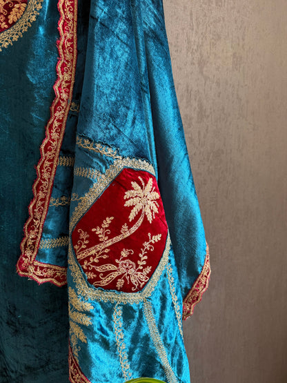 Velvet Front back Marori Aari work suit