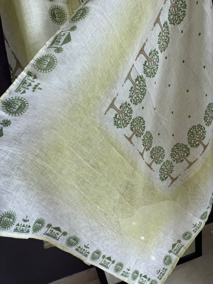 Pure linen worli art handwork suit