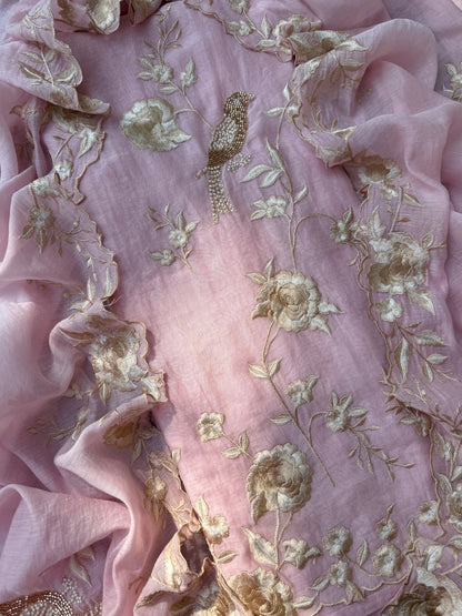 Luxurious Mul chanderi parsi thread suit