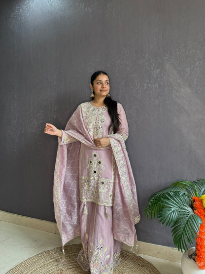 Luxurious mul cotton gotapatti sharara set