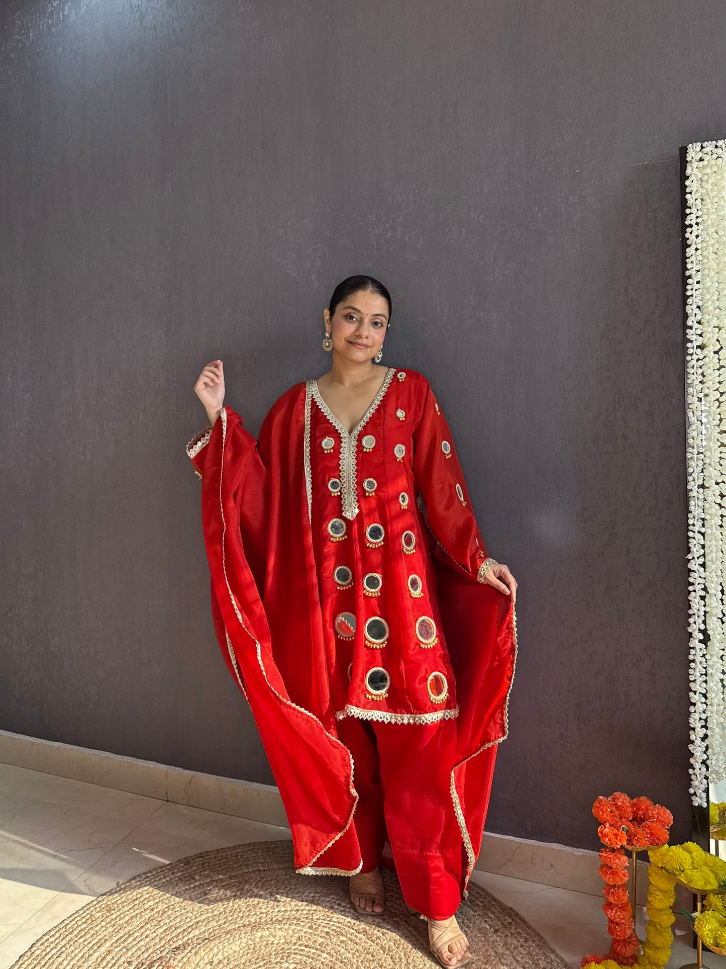 Luxurious mirrorwork farshi salwar set