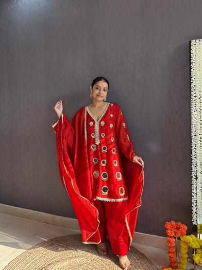 Luxurious mirrorwork farshi salwar set