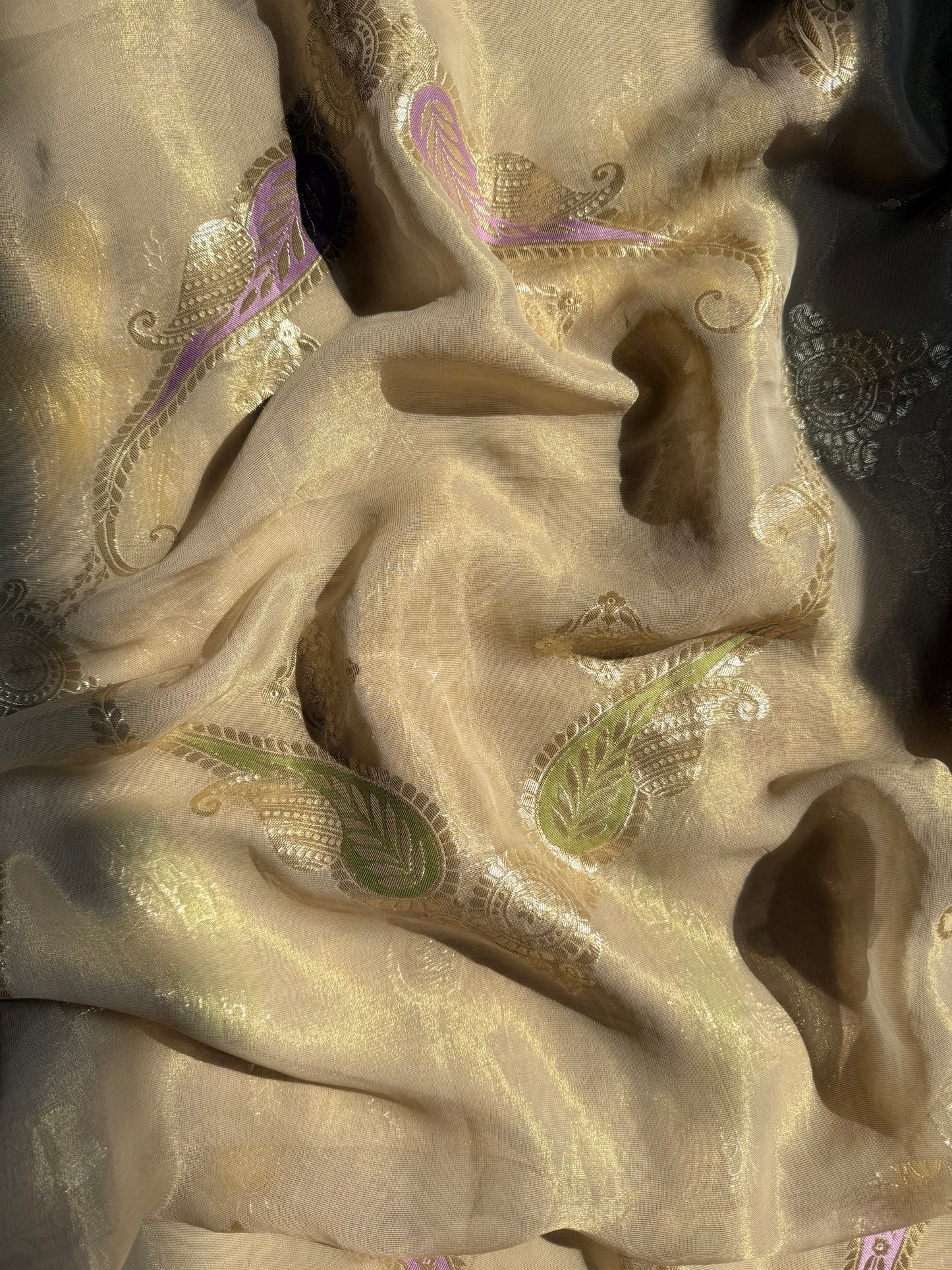Luxurious aari work Tissue Benarsi silk suit