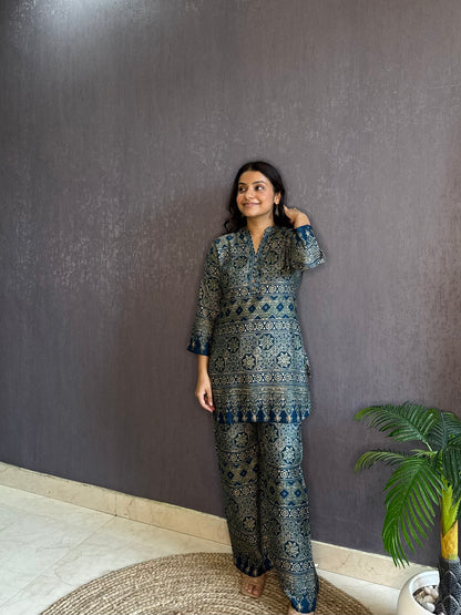 Modal cotton Ajrakh Coord set