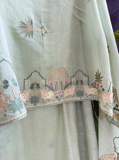 Luxurious Mul chanderi pichwai suit
