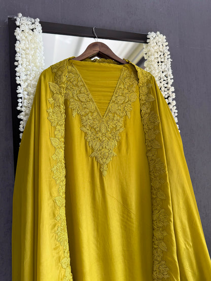 Luxurious aari work organza suit