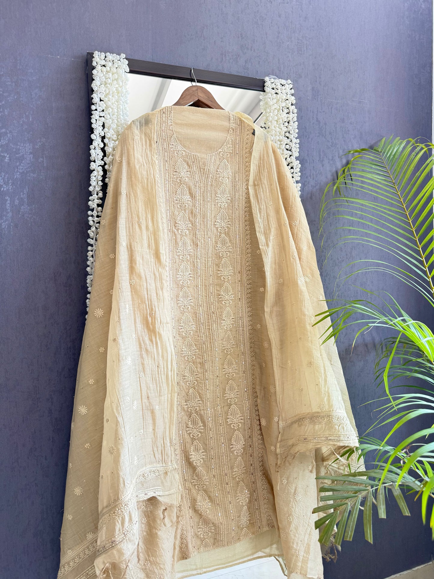 Luxurious Mul chanderi lucknowi handwork suit
