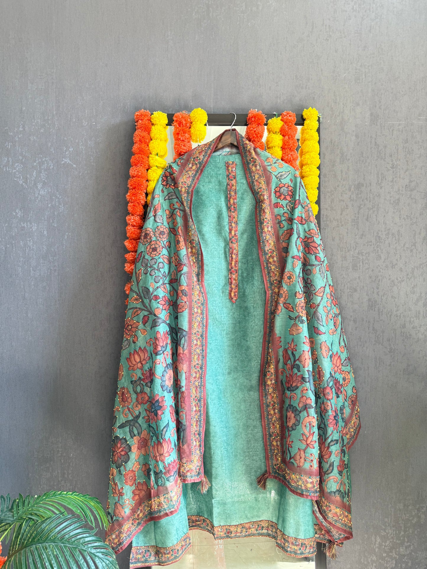 Maheshwari french knot lotus suit