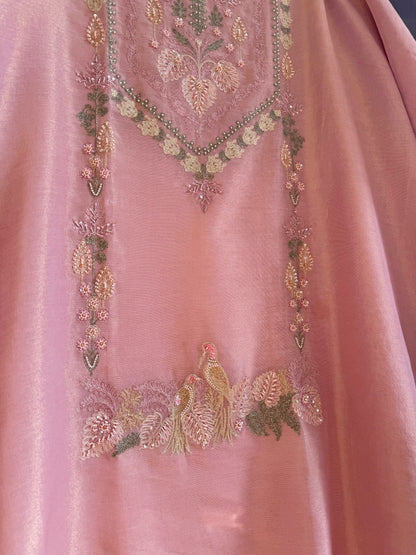 Premium tissue linen silk hand embroidered suit