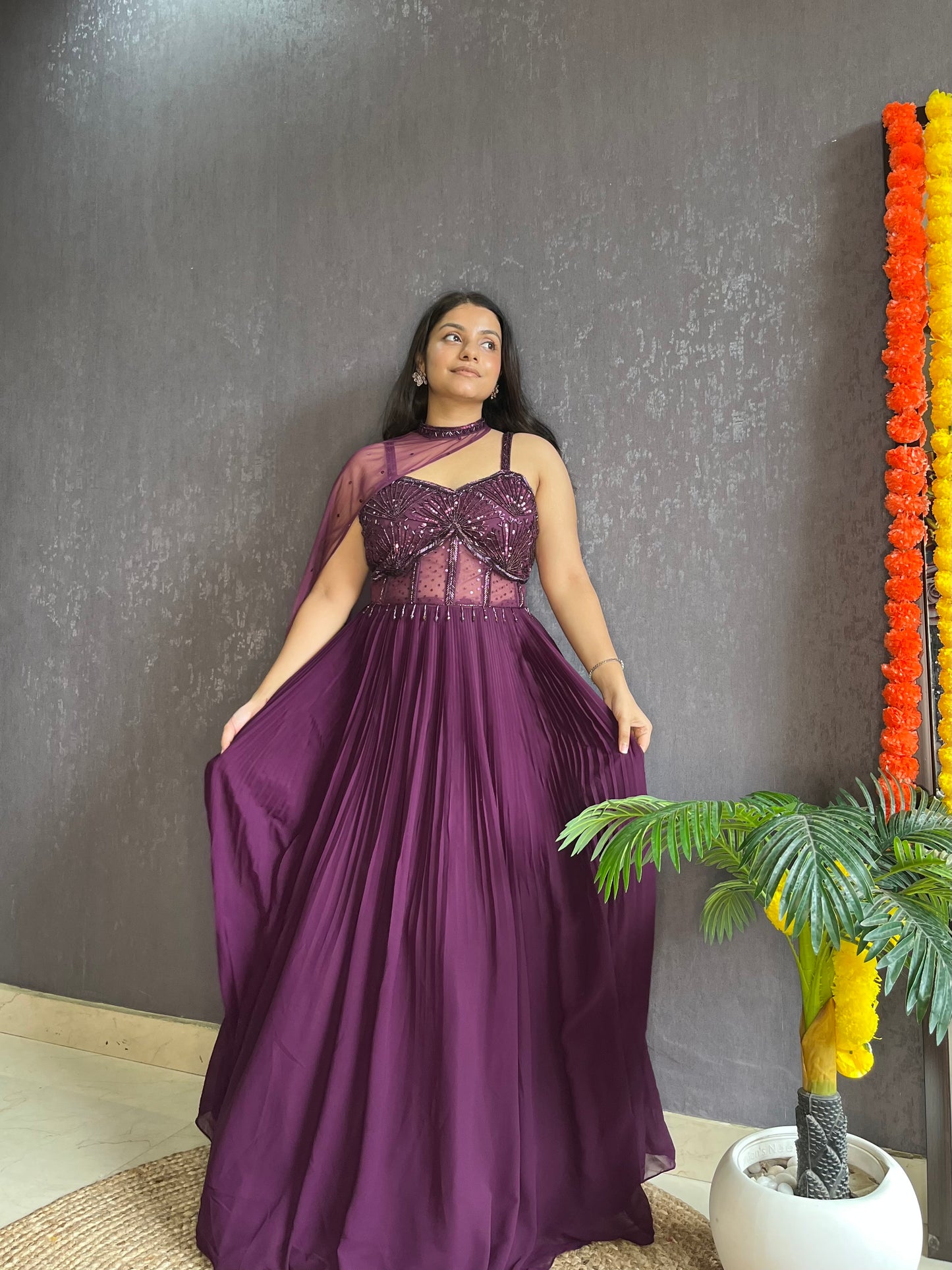 Anarkali Cape gown