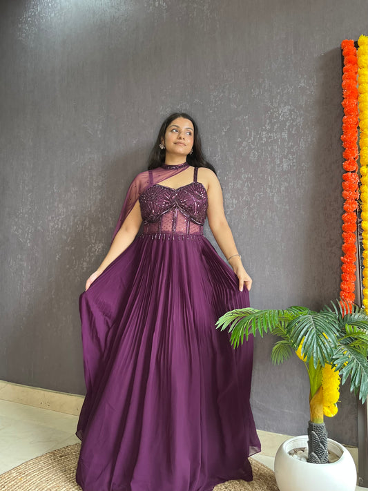 Anarkali Cape gown