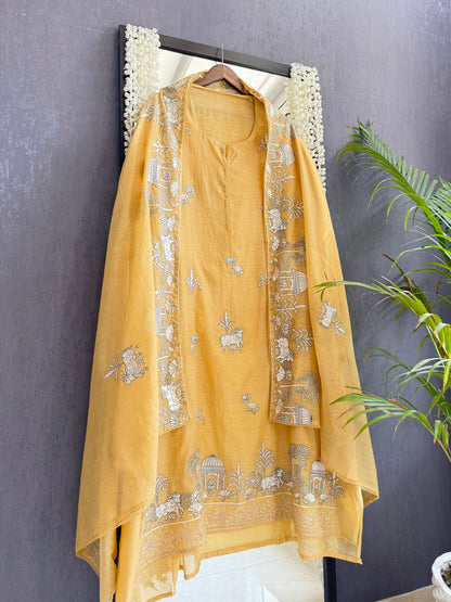Luxurious Mul chanderi pichwai suit
