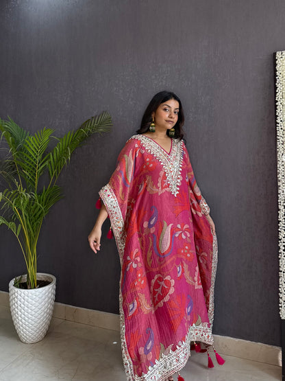 Luxurious abstract floral gotapatti kaftan set