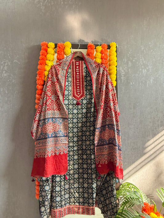 Ajrakh kutch mirrorwork suits