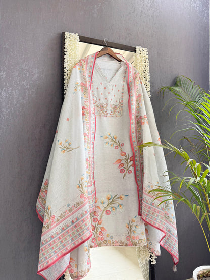Linen handwork floral suit