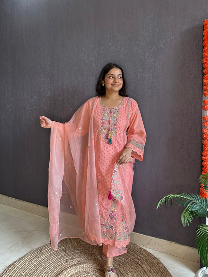 Cotton schiffili designer suit