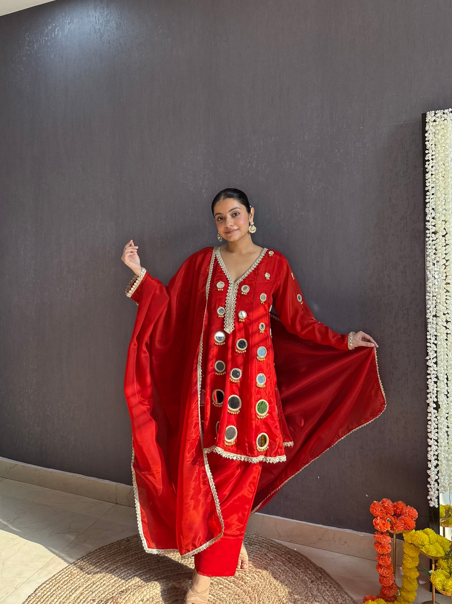 Luxurious mirrorwork farshi salwar set