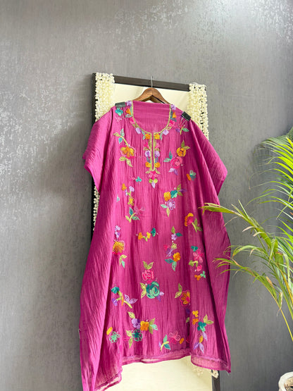 Luxurious Mul chanderi Frenchknot mirror work suit