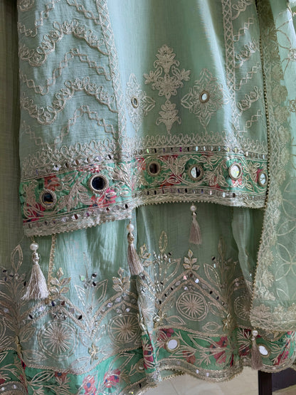 Luxurious mul cotton gotapatti sharara set
