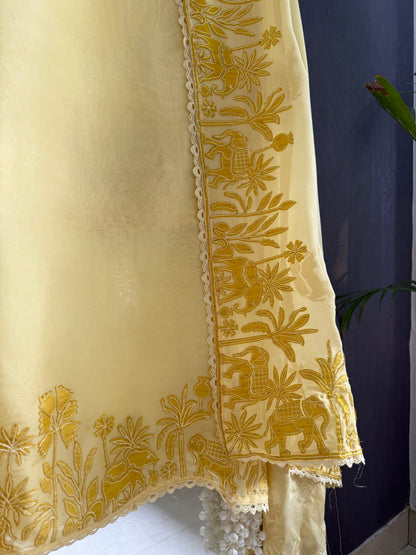 Organza appliqué work elephants suit